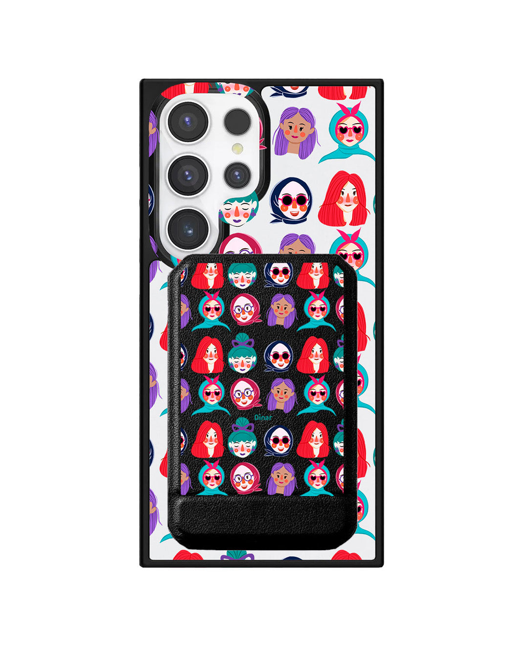 Android Magnetic Multifold Wallet - Cute Sweety Faces