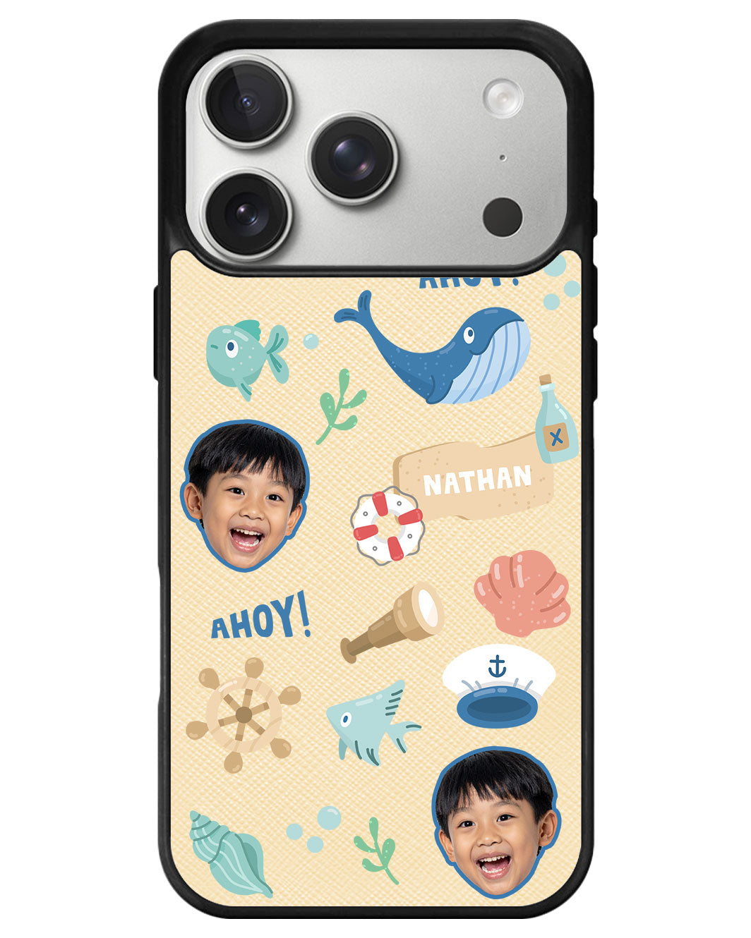 iPhone Leather Grip - Face Grid Sailor