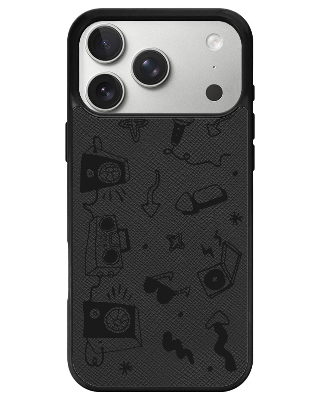 iPhone Leather Grip - Rock n Roll Black