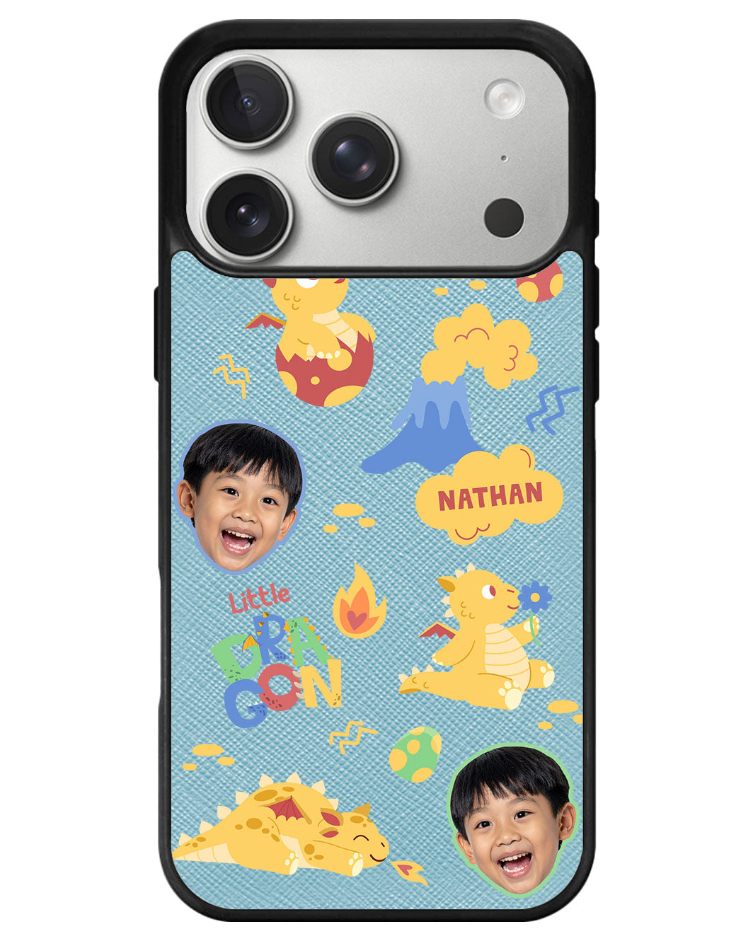 iPhone Leather Grip - Face Grid Little Dragon