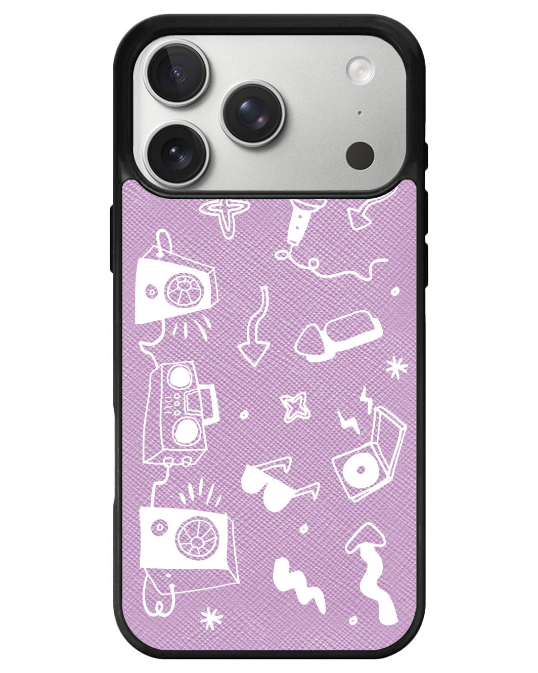 iPhone Leather Grip - Rock n Roll White
