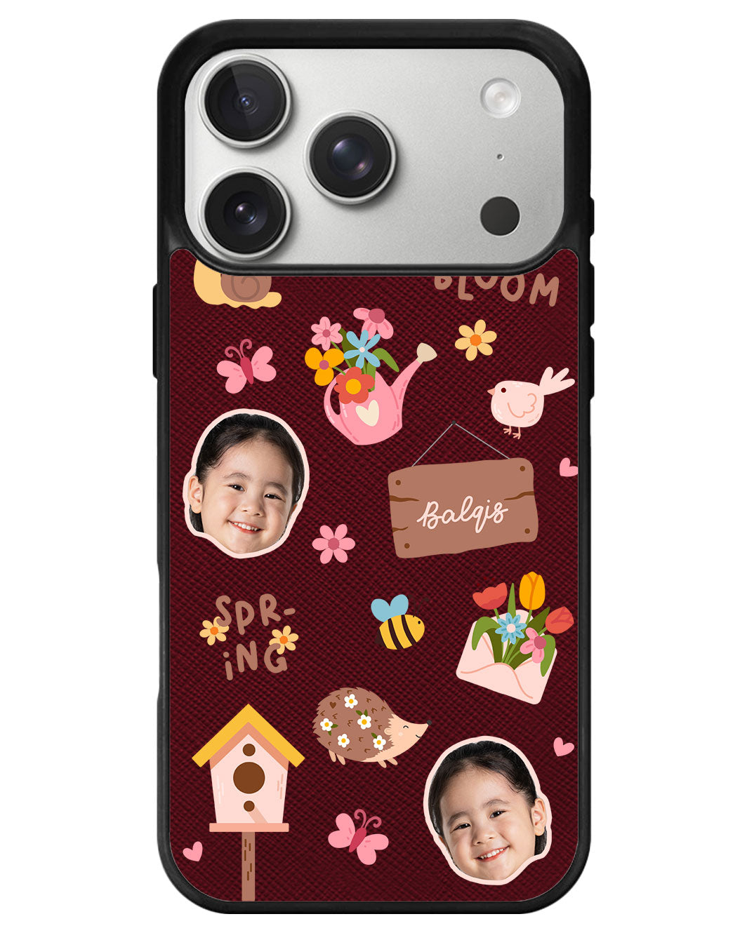 iPhone Leather Grip - Face Grid Spring Bloom