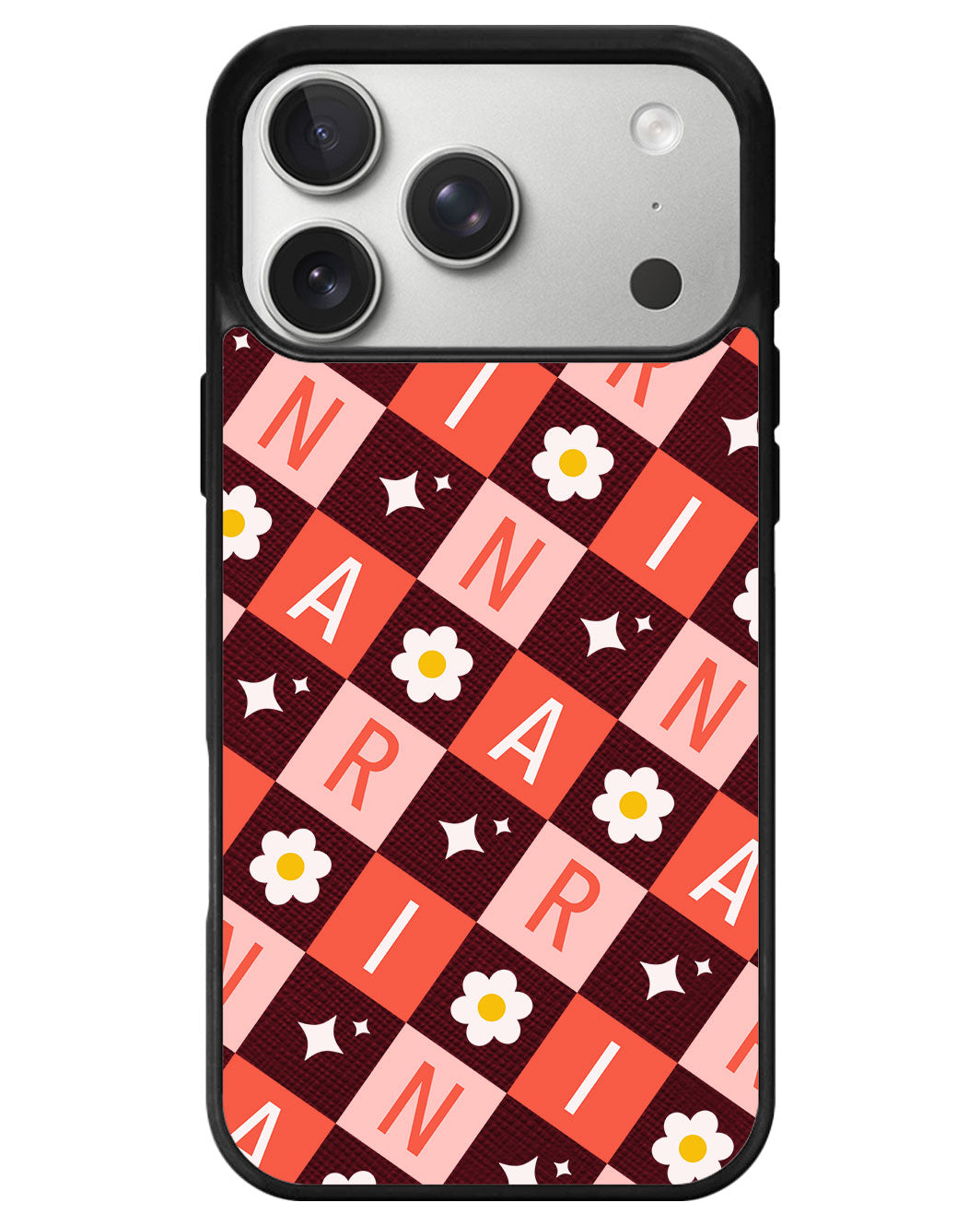 iPhone Leather Grip - Flower Grid Monogram 2.0