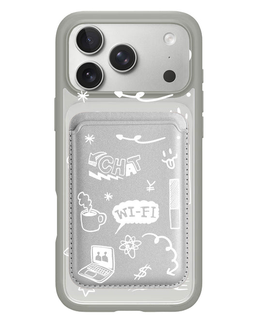 iPhone Magnetic Wallet Case - Social White