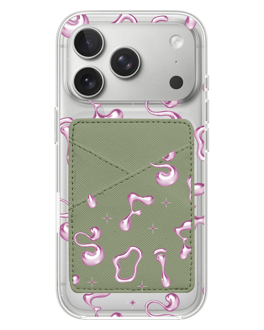iPhone Phone Wallet Case - Pink Chrome Monogram