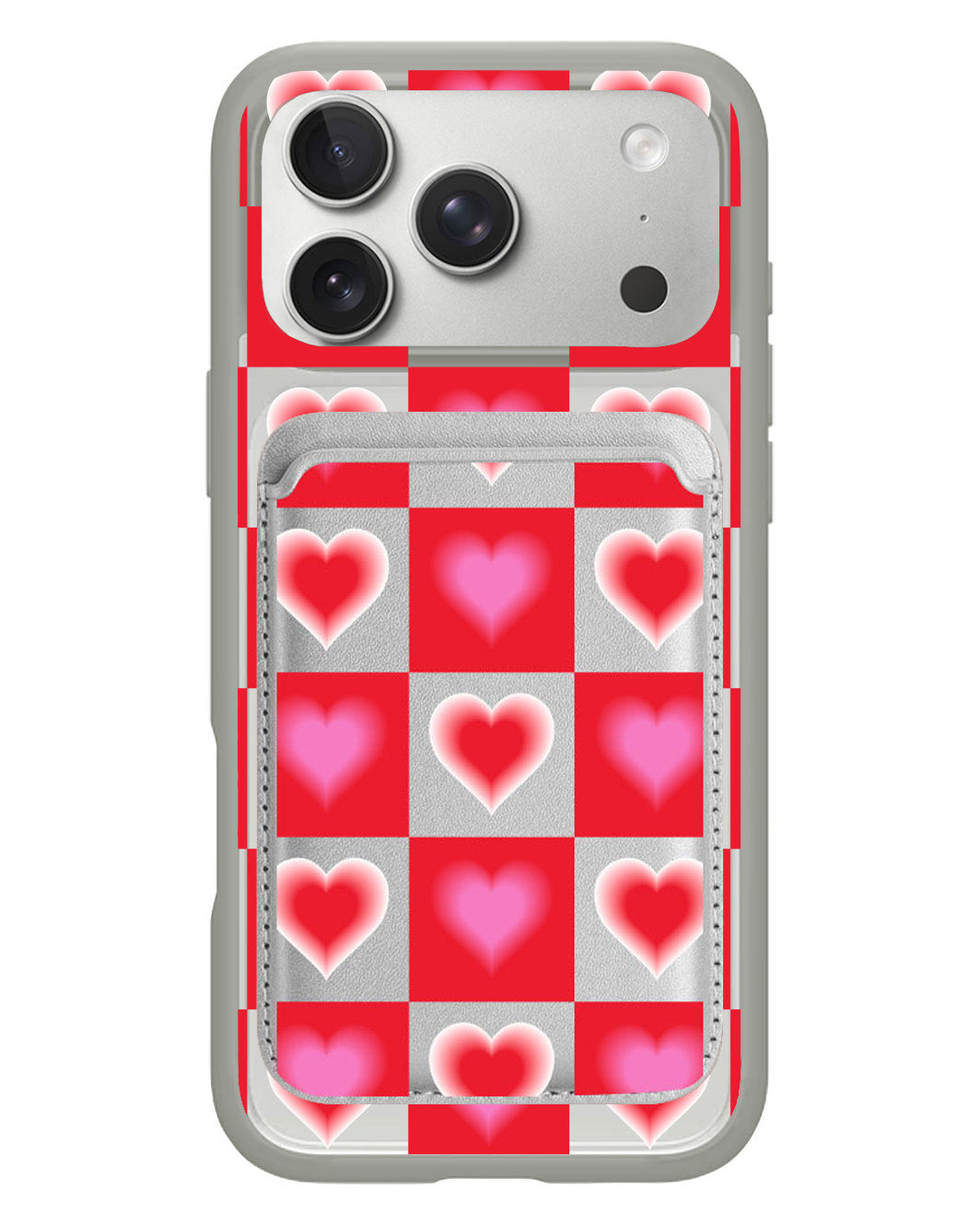 iPhone Magnetic Wallet Case - Love Checkered