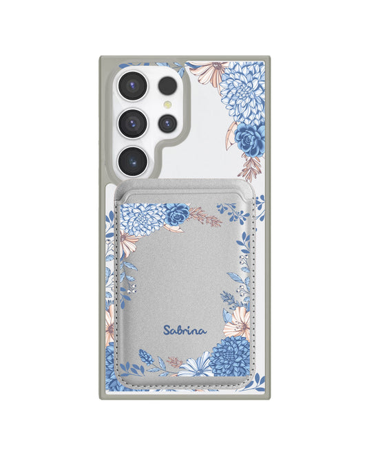 Android Magnetic Wallet Case - Blue Florals