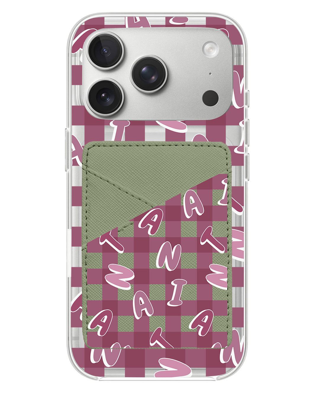iPhone Phone Wallet Case - Checkered Monogram 2.0