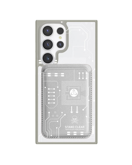 Android Magnetic Wallet Case - Circuit White