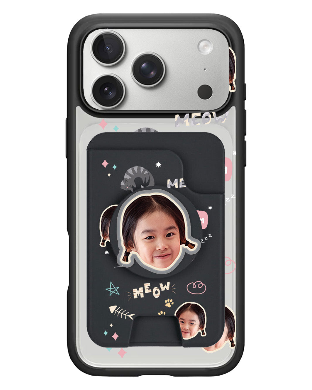 iPhone Magpop Wallet - Face Grid Kitty