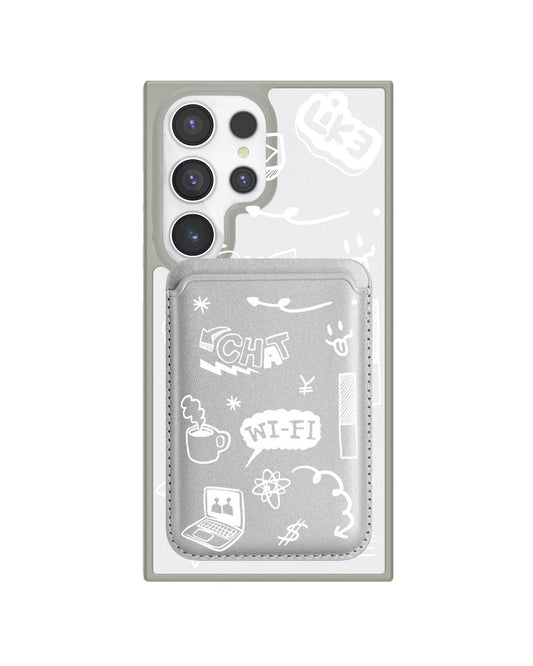 Android Magnetic Wallet Case - Social White