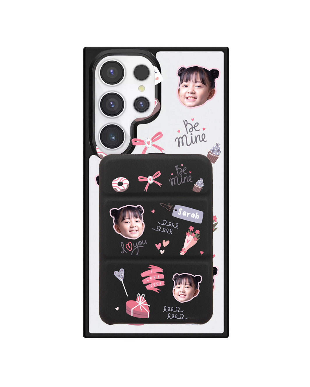 Android Magnetic Trifold Wallet Case - Face Grid Lovely