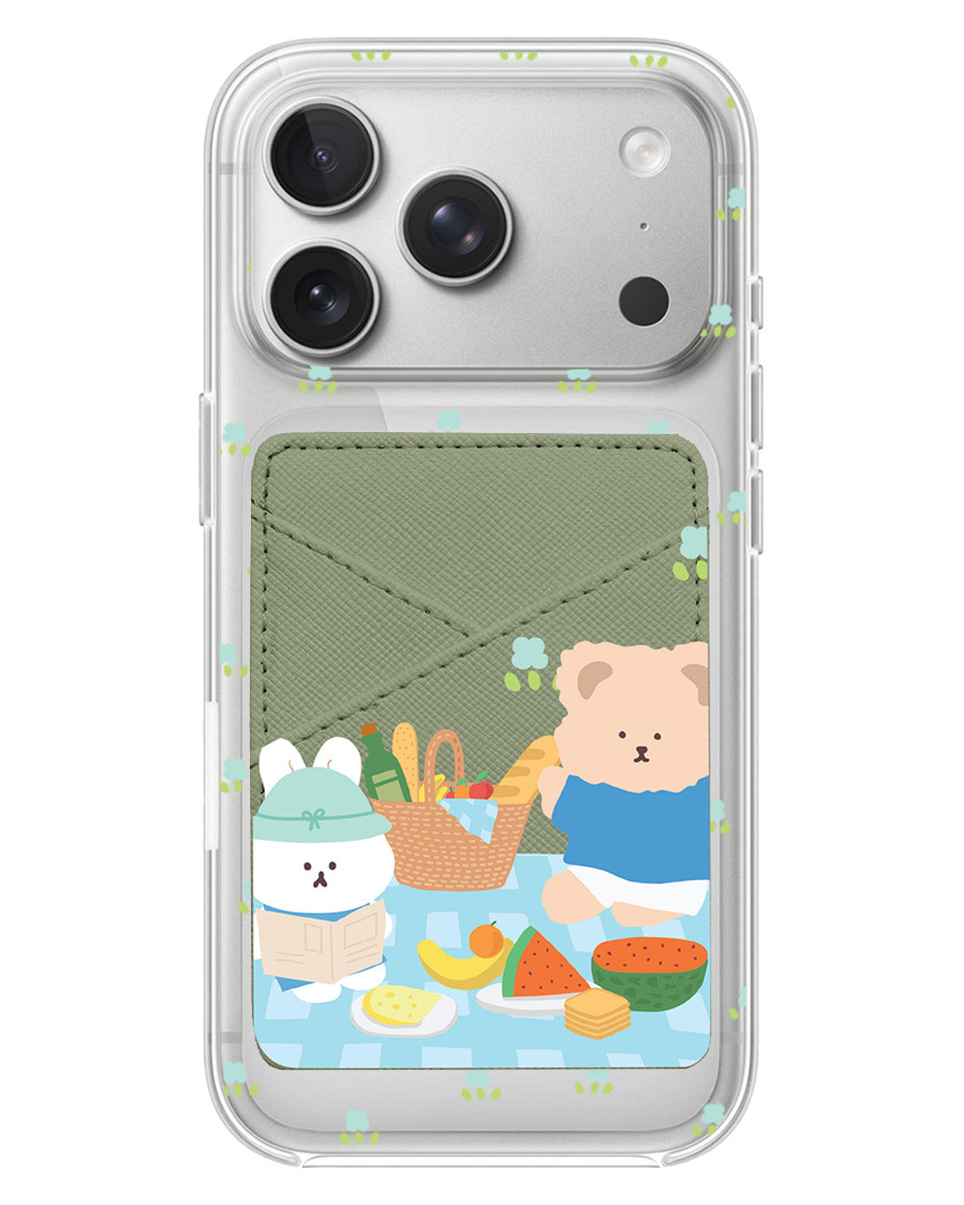 iPhone Phone Wallet Case - Picnic Bear Blue