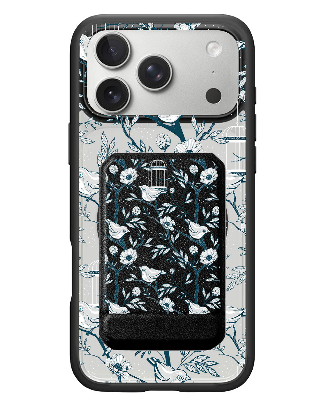 iPhone Magnetic Multifold Wallet - Lovebird Monochrome