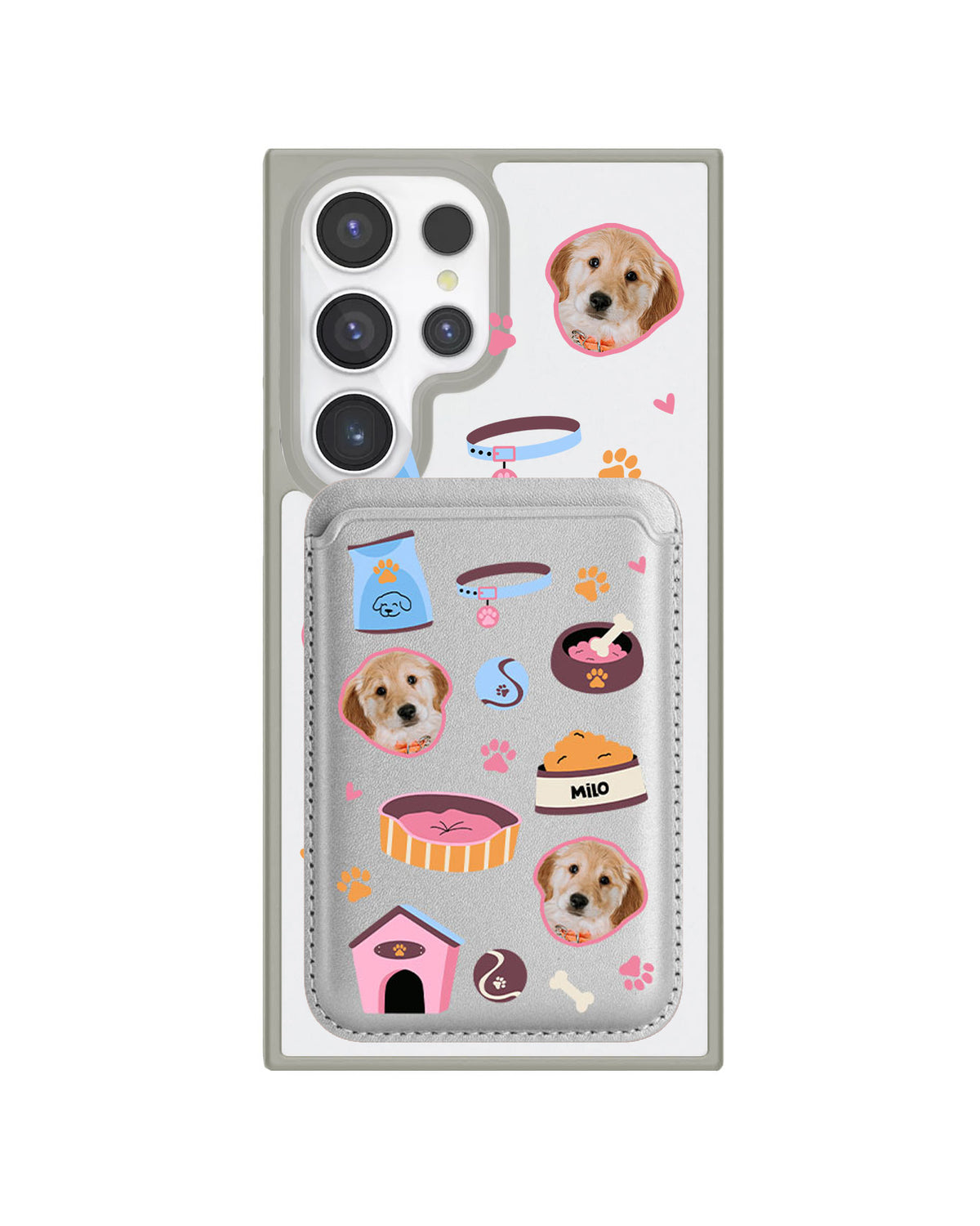 Android Magnetic Wallet Case - Pet Grid Puppy Cozy Day