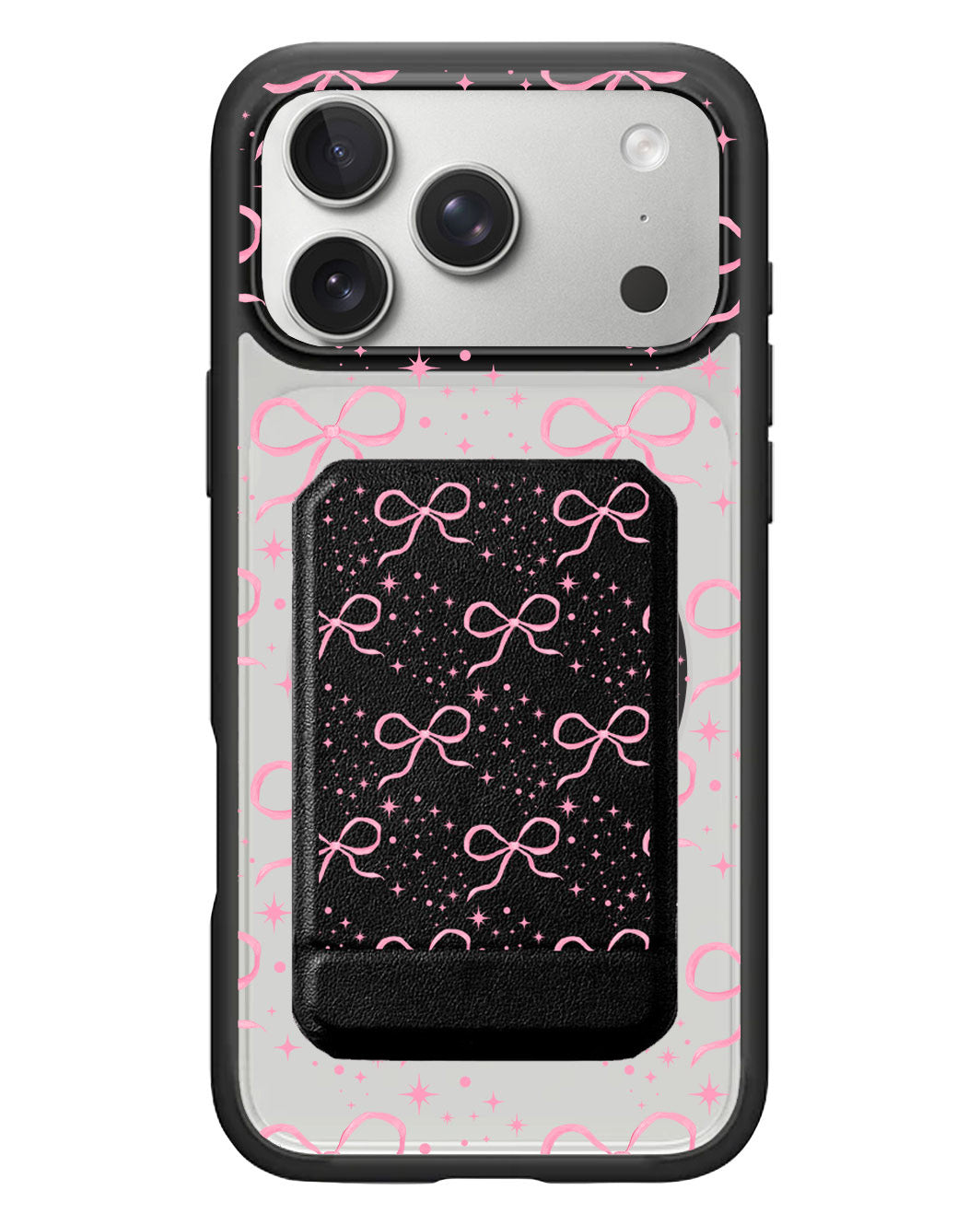 iPhone Magnetic Multifold Wallet - Coquette Glittery Bow
