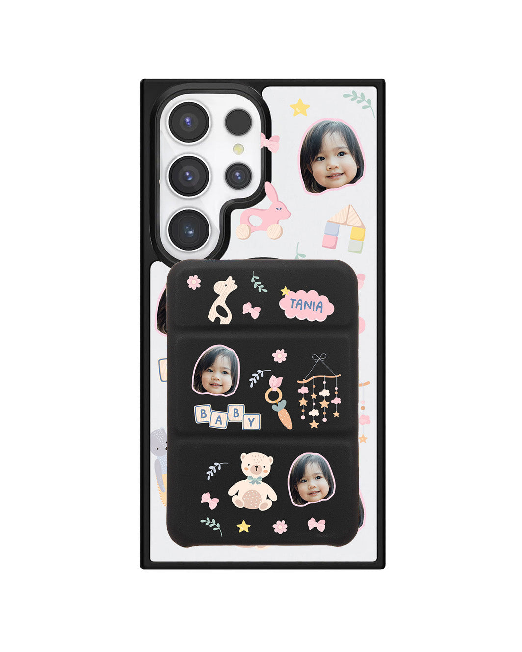 Android Magnetic Trifold Wallet Case - Face Grid Girl's Toys