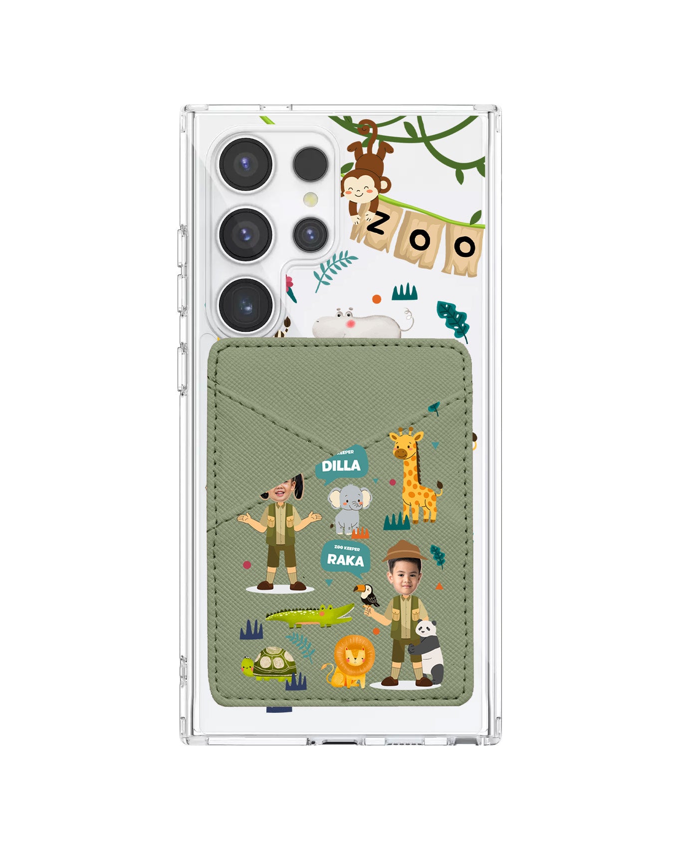 Android Phone Wallet Case - Face Grid Dream Zoo Keeper