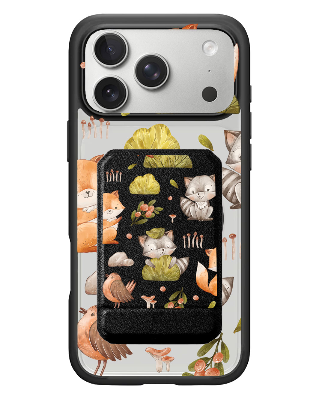 iPhone Magnetic Multifold Wallet - Racoon & Friends