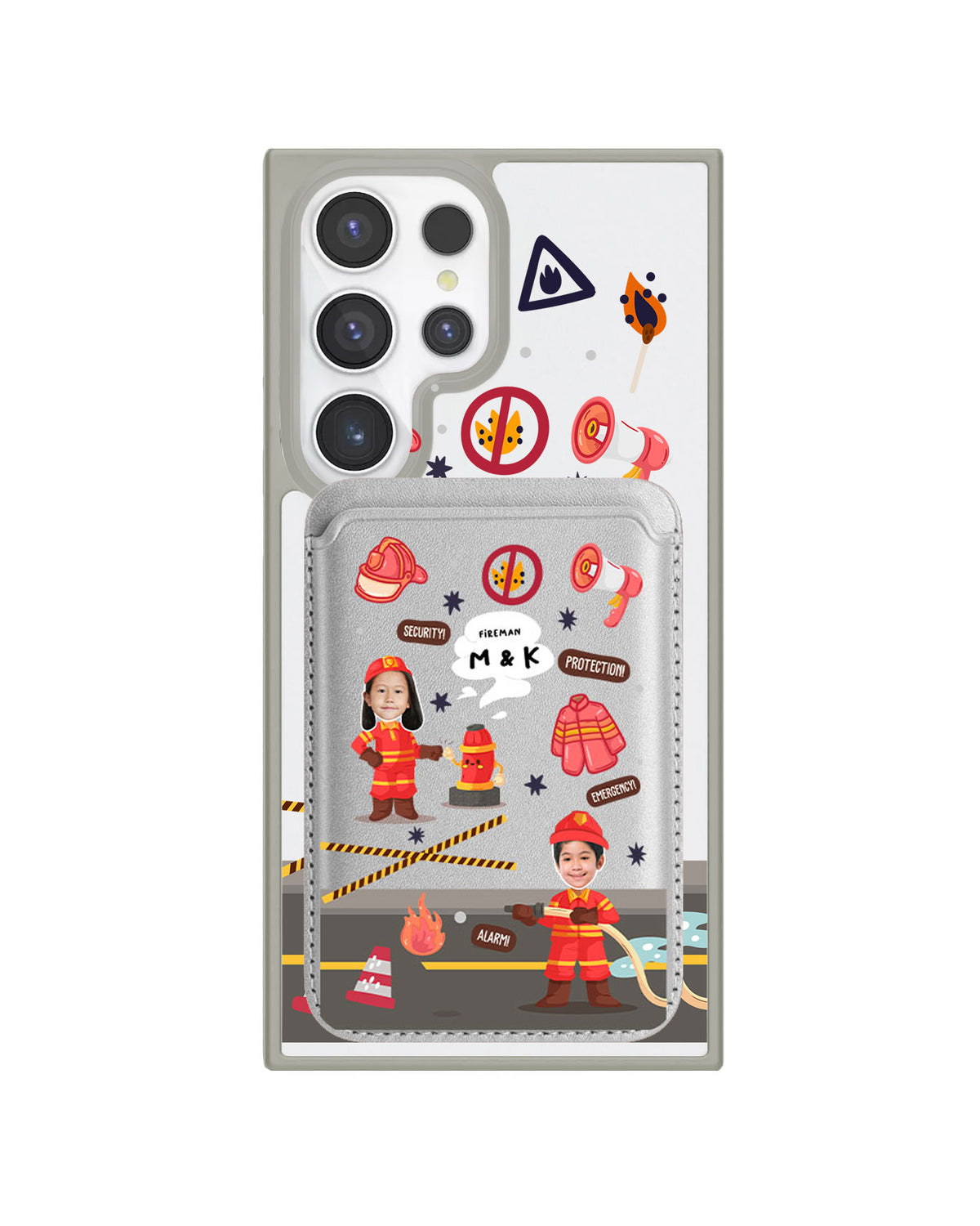 Android Magnetic Wallet Case - Face Grid Dream Firefighter