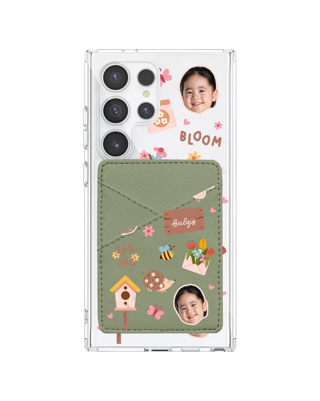 Android Phone Wallet Case - Face Grid Spring Bloom