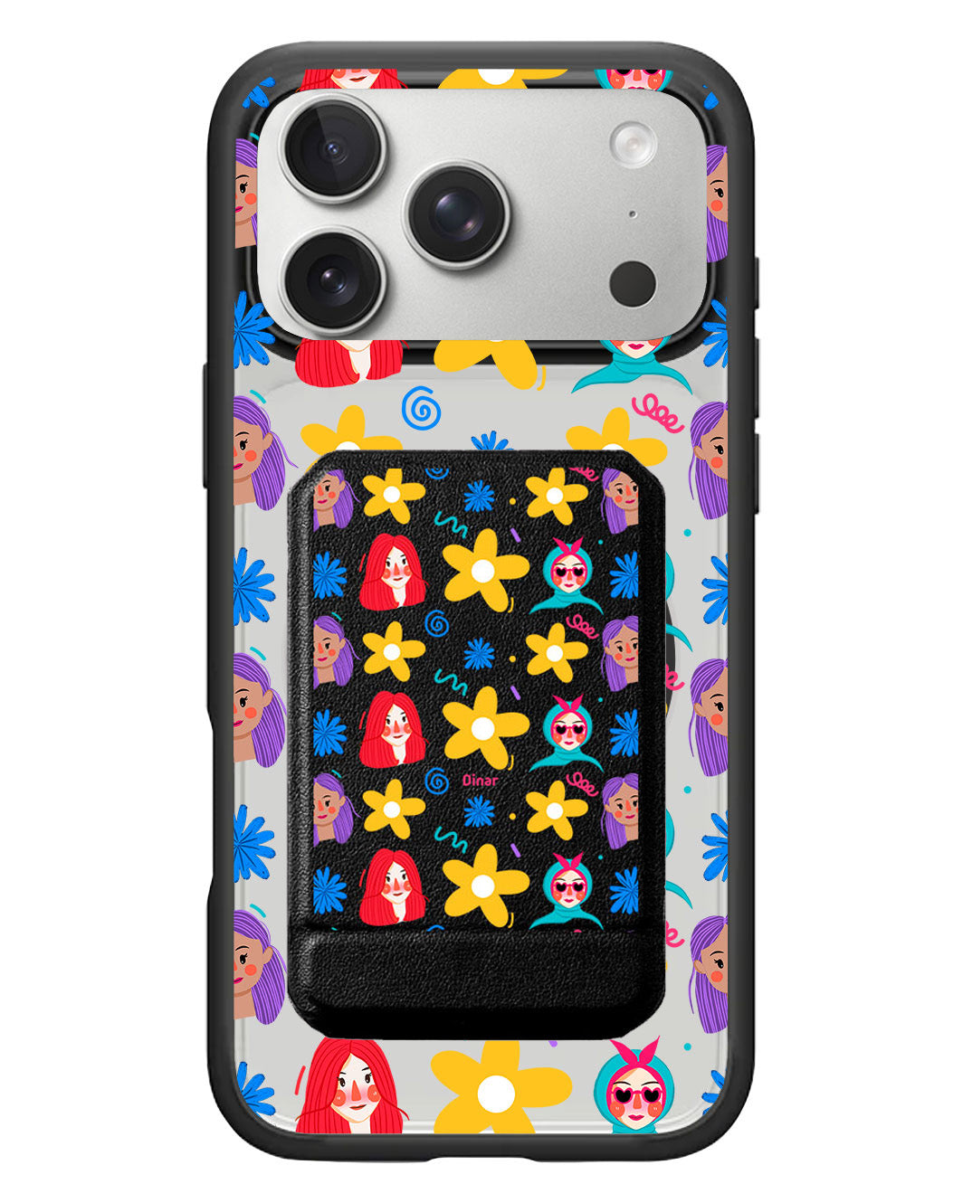 iPhone Magnetic Multifold Wallet - Daisy Faces