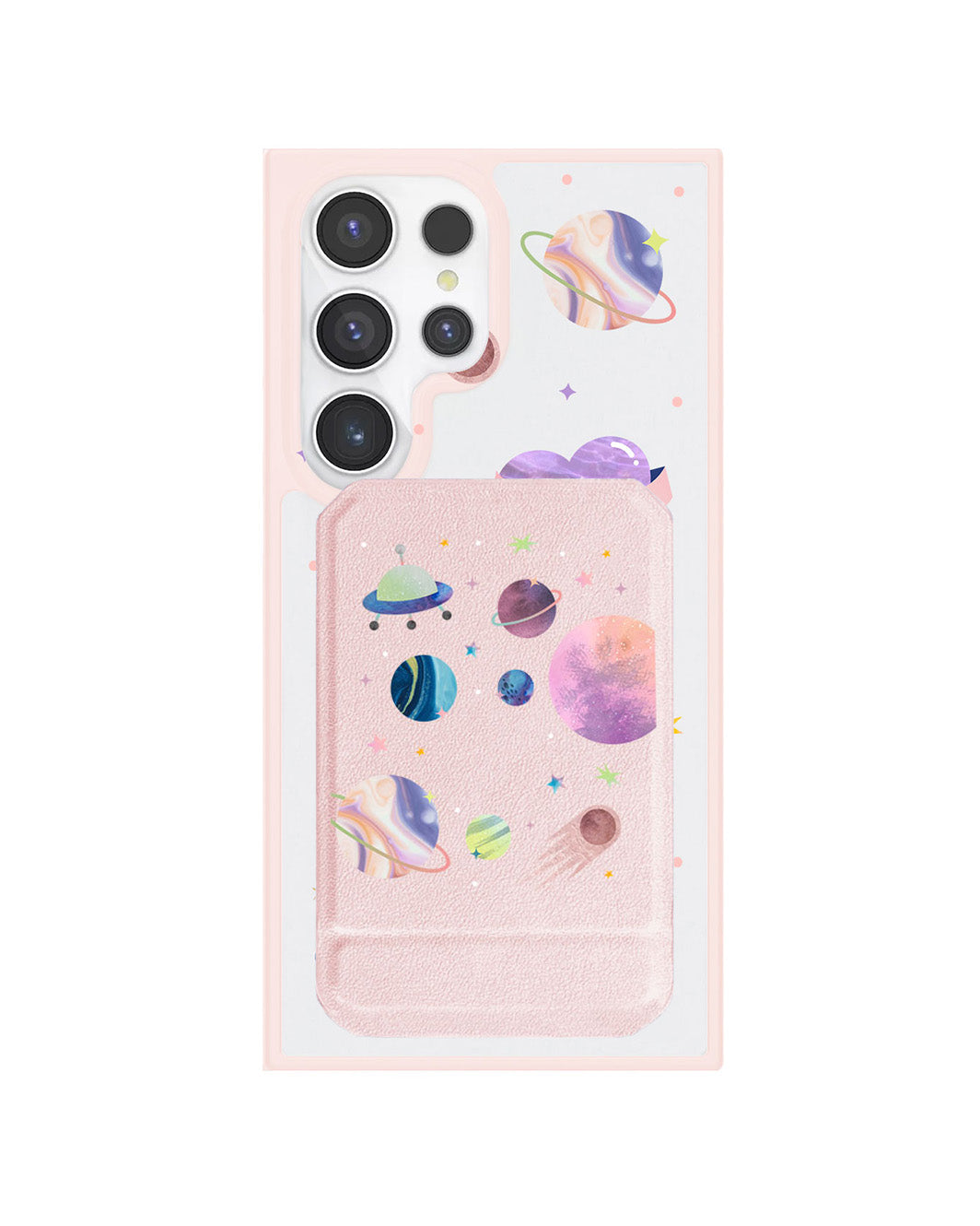 Android Magnetic Multifold Wallet - Pink Planet