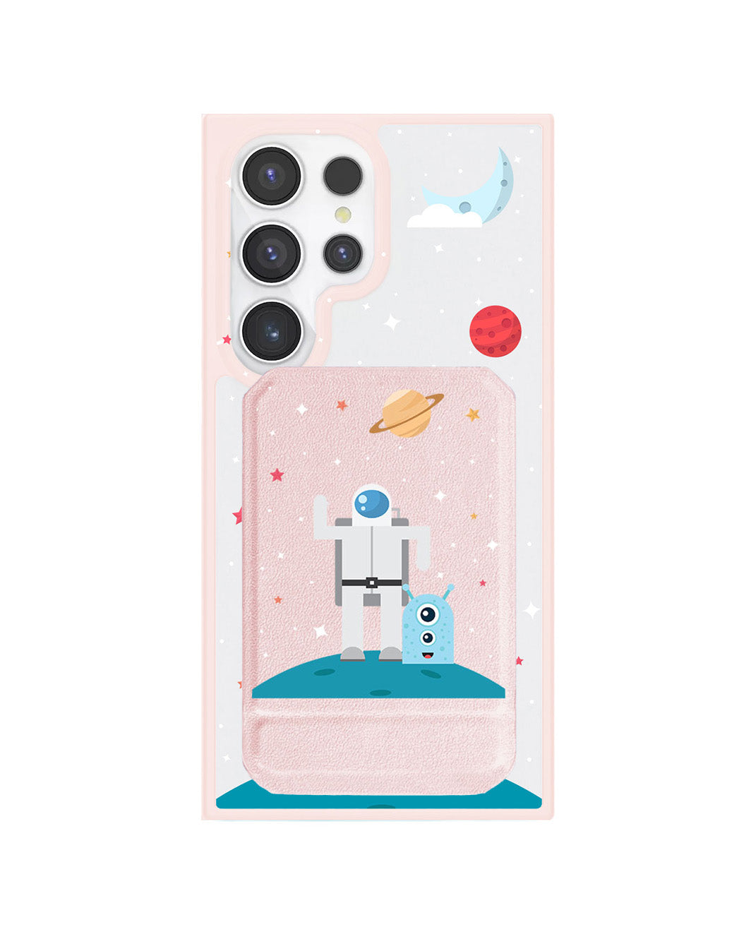 Android Magnetic Multifold Wallet - Blue Alien