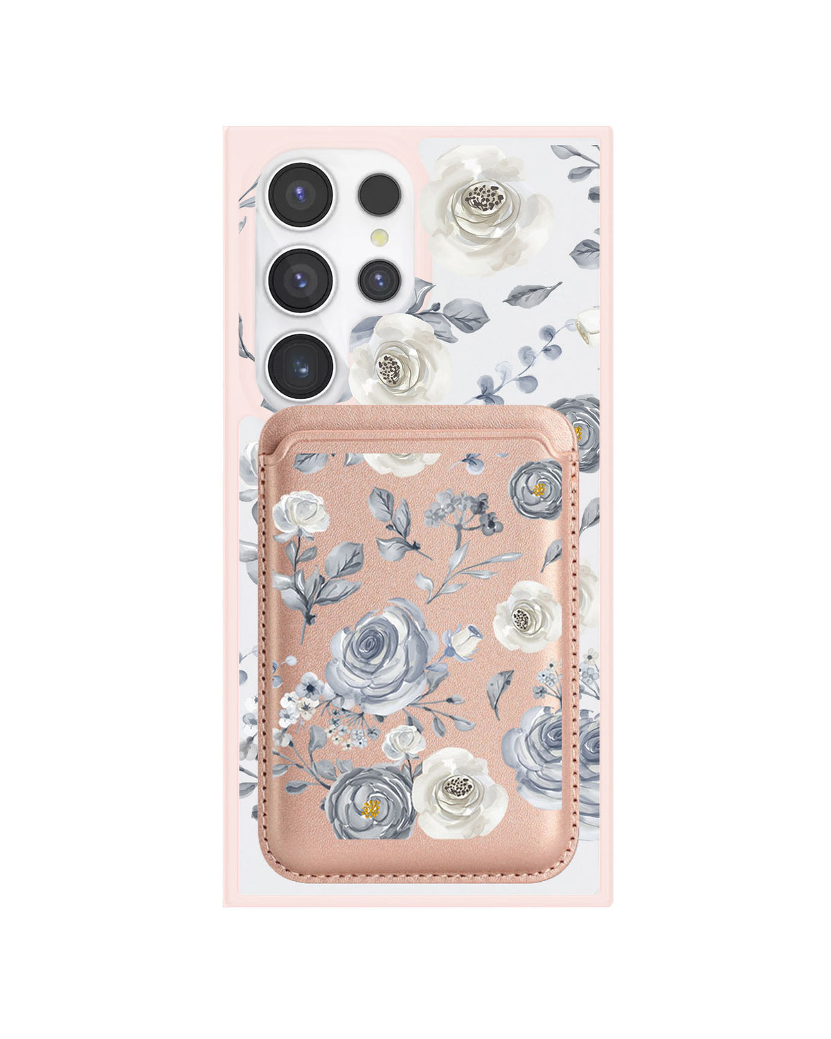 Android Magnetic Wallet Case - Blue Rose
