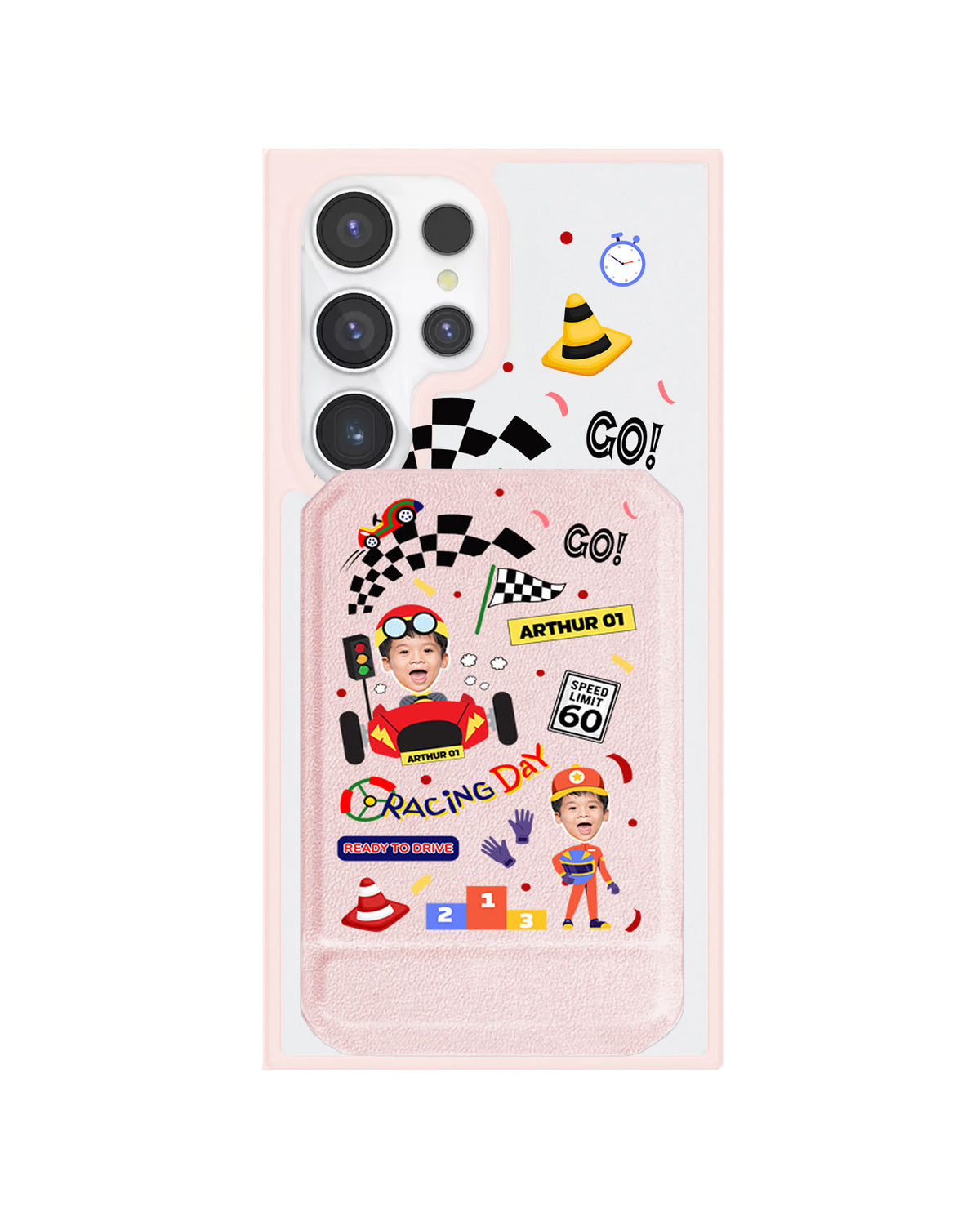 Android Magnetic Multifold Wallet - Face Grid Dream Racer