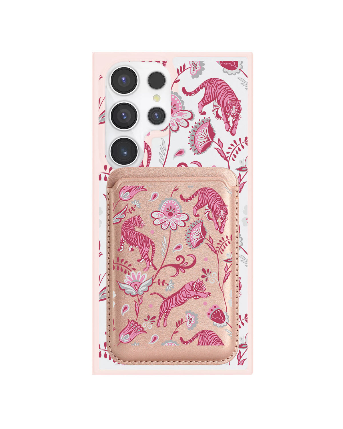 Android Magnetic Wallet Case - Tiger & Floral 7.0