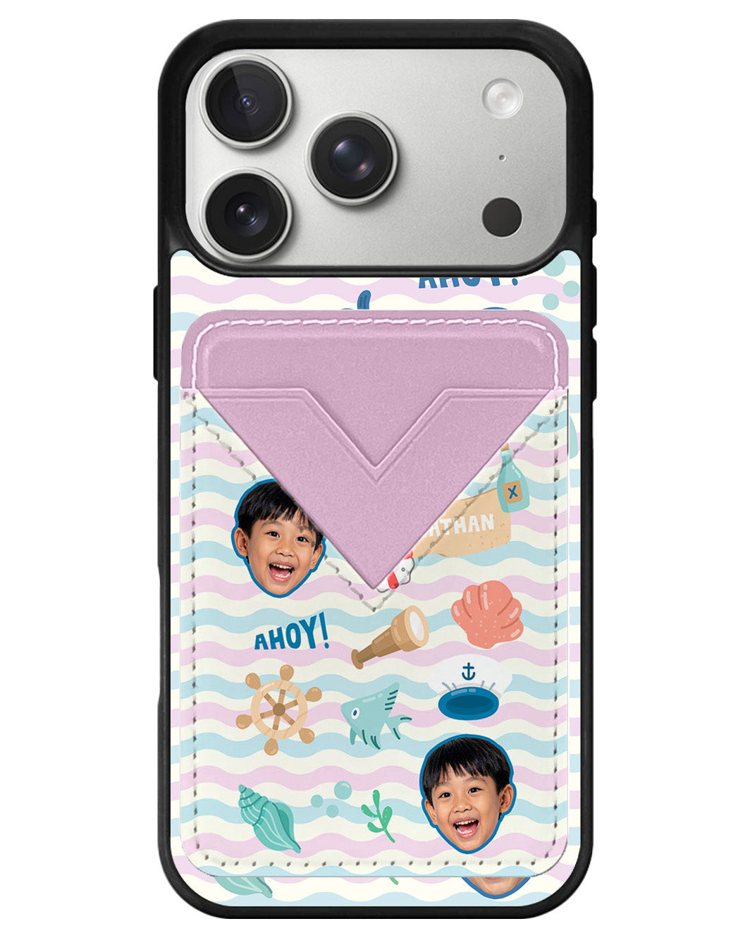 iPhone Avant Wallet Case - Face Grid Sailor