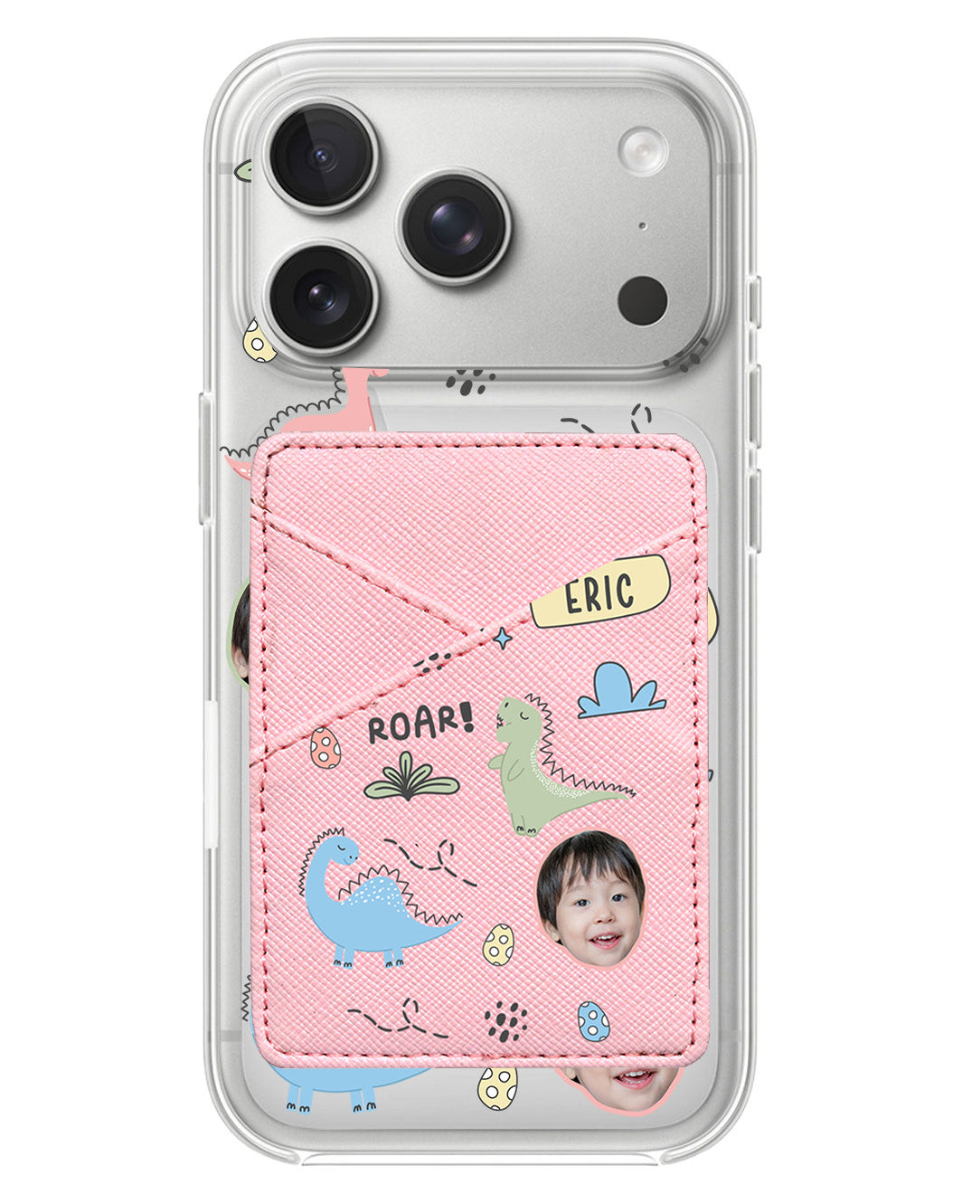 iPhone Phone Wallet Case - Face Grid Dino