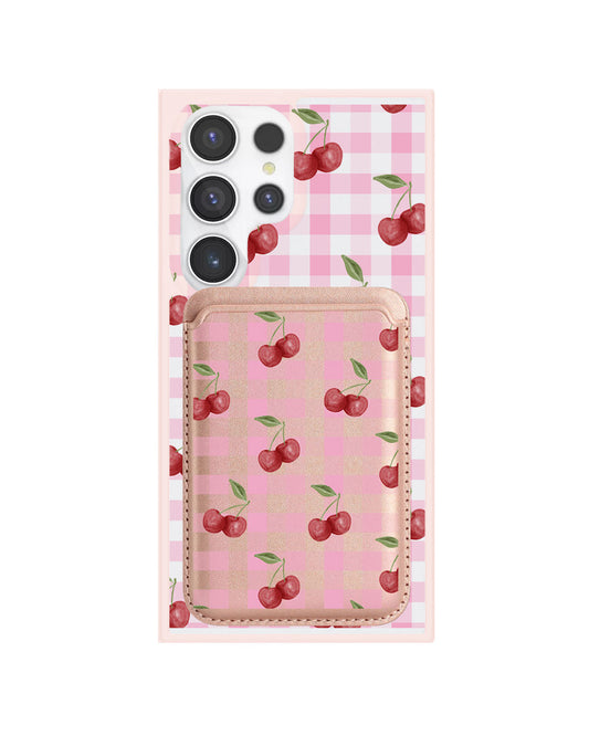 Android Magnetic Wallet Case - Cherry Tartan