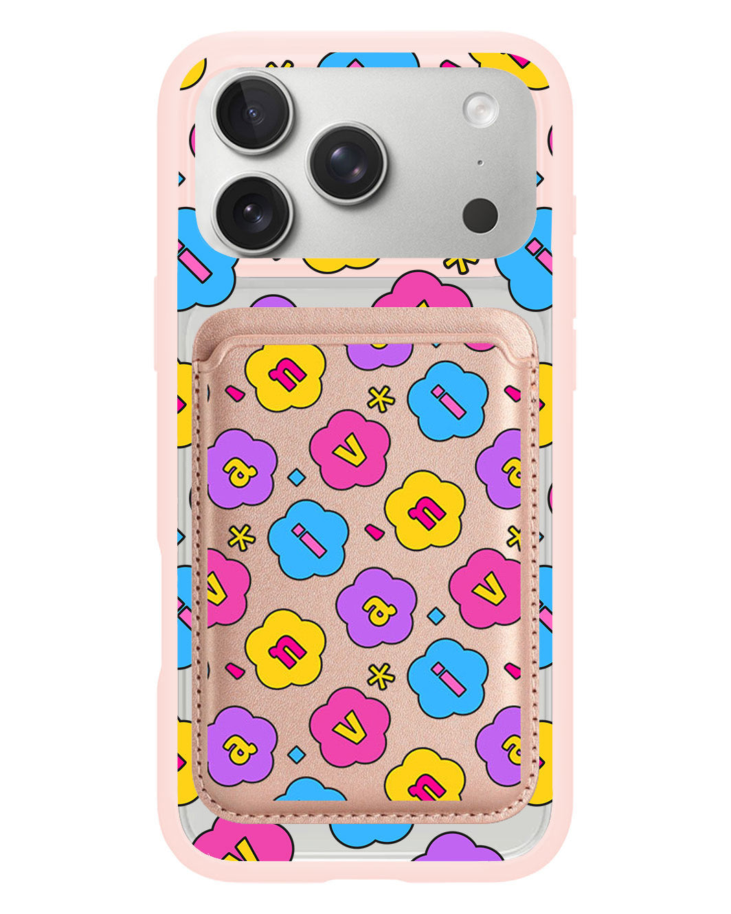 iPhone Magnetic Wallet Case - Flower Petals Monogram 4.0