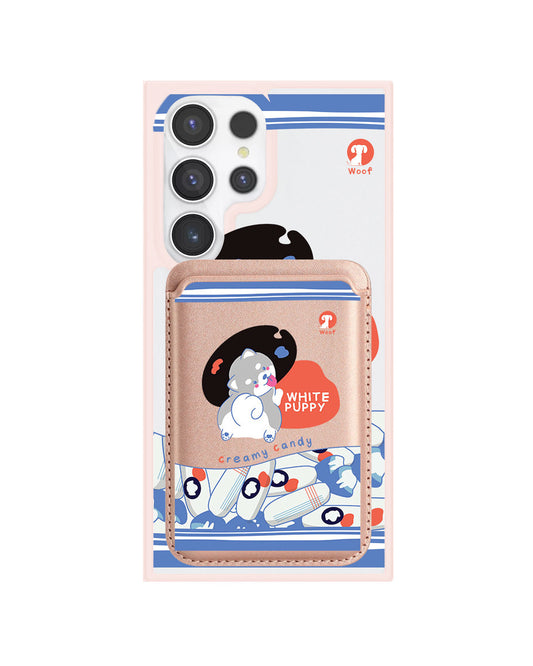 Android Magnetic Wallet Case - White Puppy