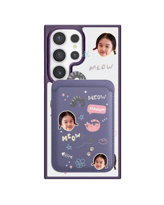 Android Magnetic Wallet Case - Face Grid Kitty