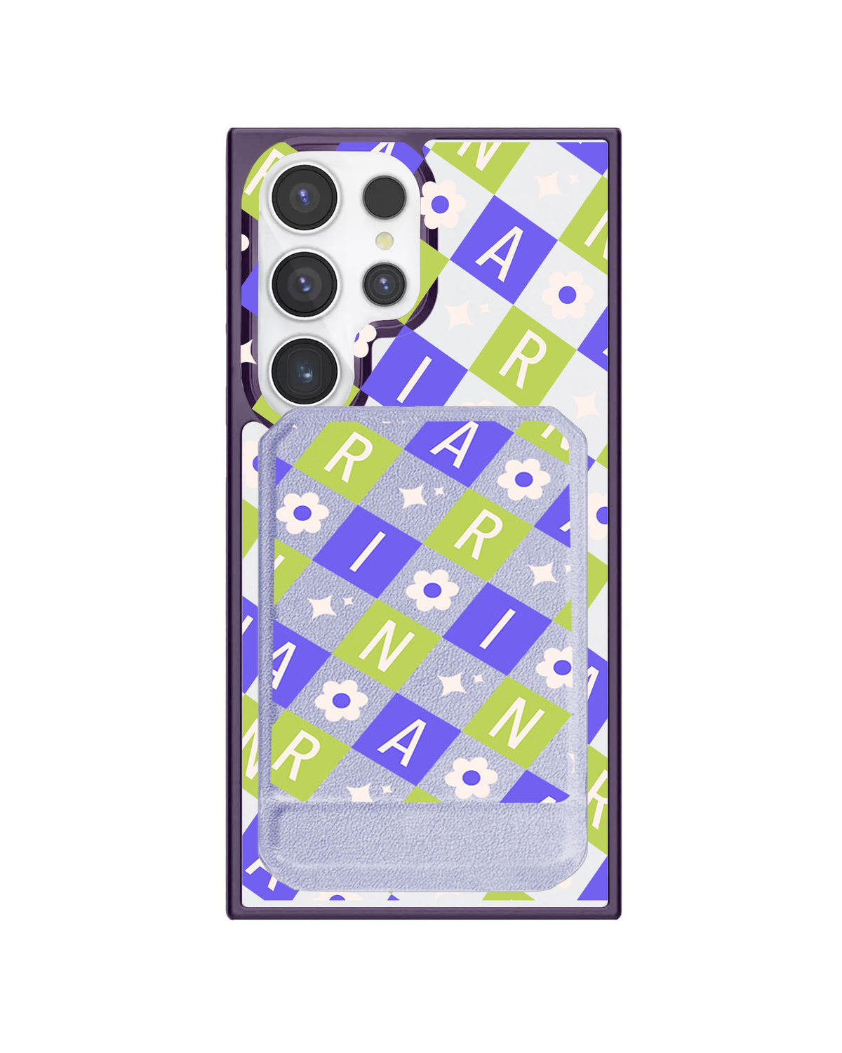 Android Magnetic Multifold Wallet - Flower Grid Monogram 5.0