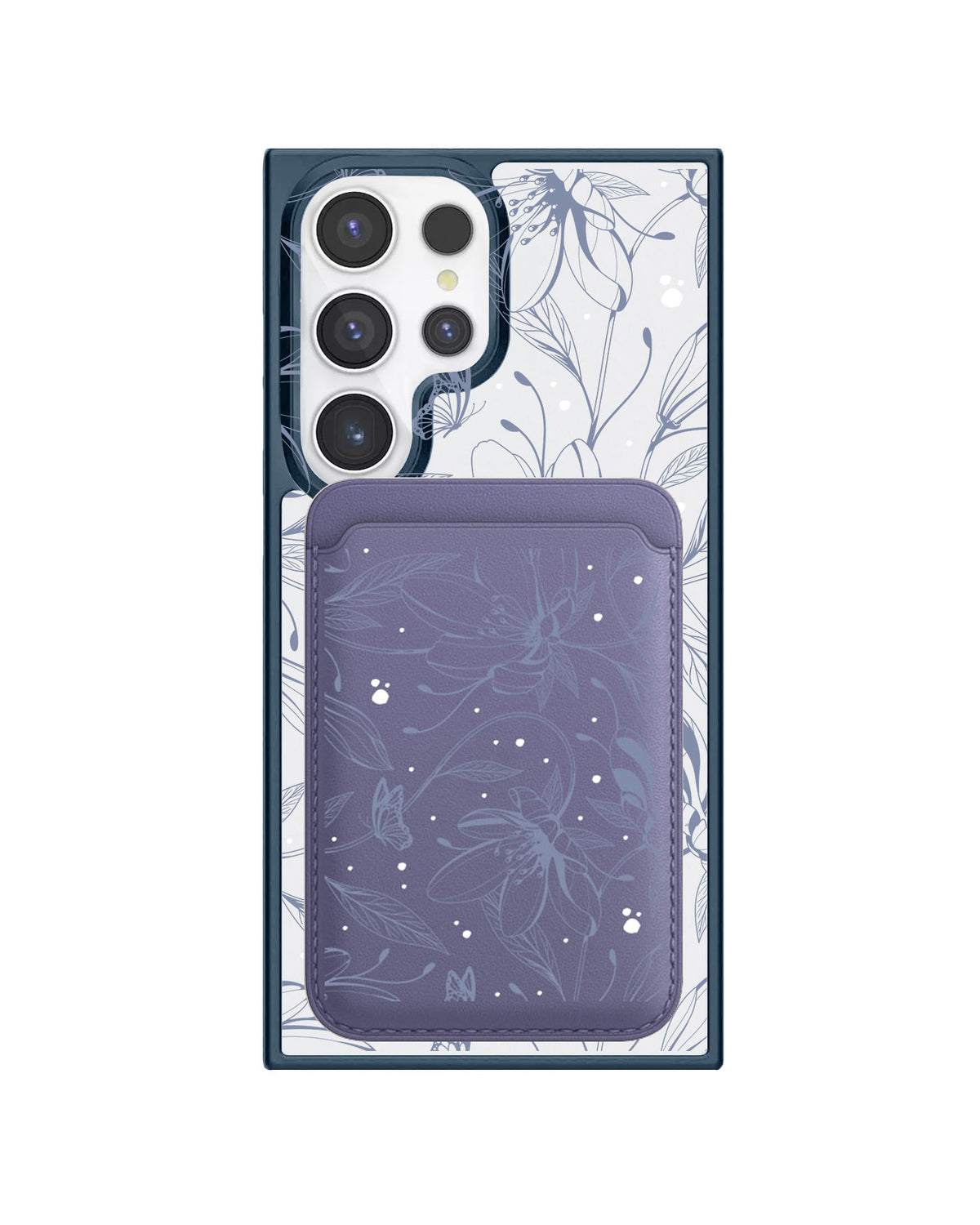 Android Magnetic Wallet Case - Sketchy Flower & Butterfly 2.0