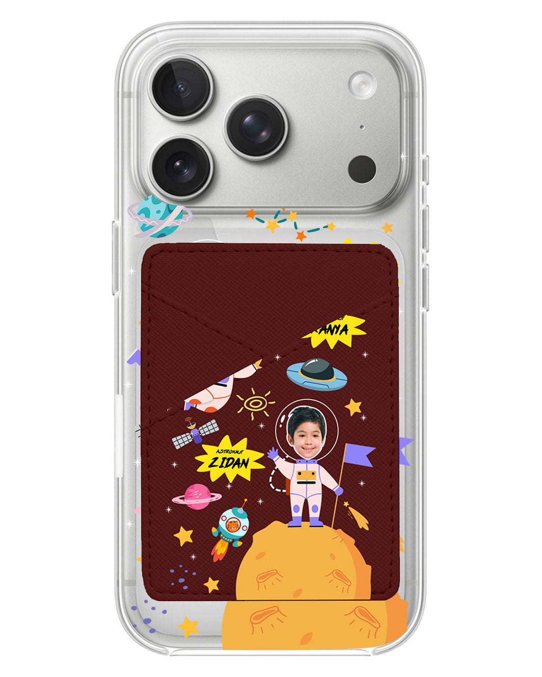 iPhone Phone Wallet Case - Face Grid Dream Astronaut