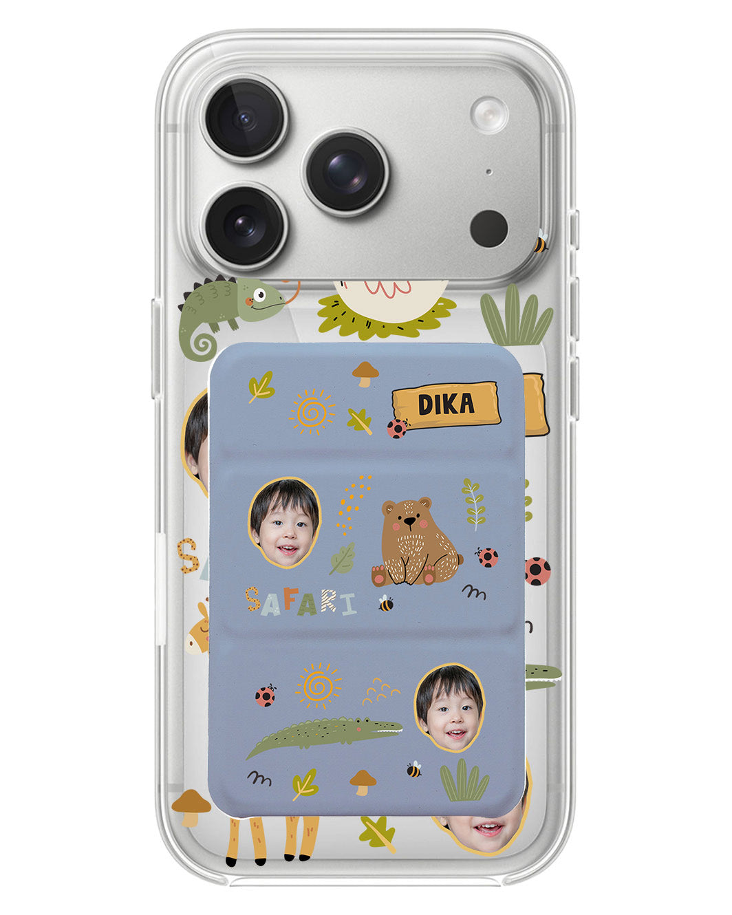 iPhone Magnetic Trifold Wallet Case - Face Grid Safari