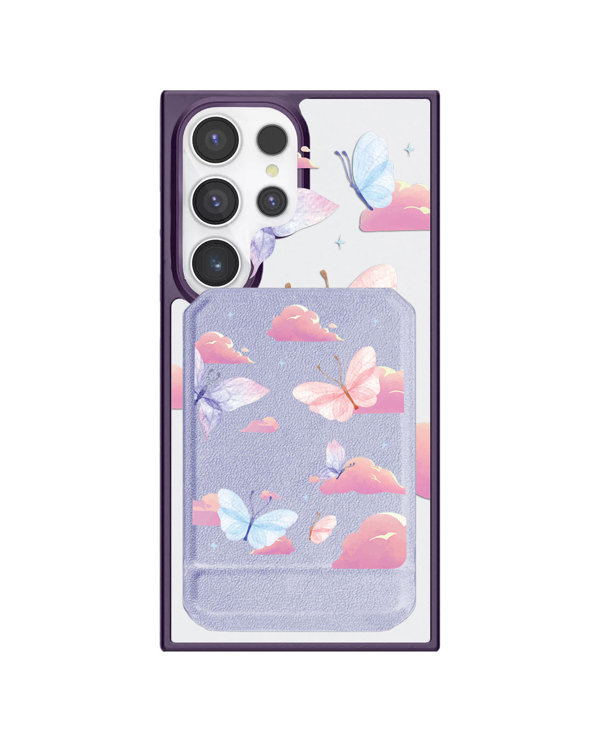 Android Magnetic Multifold Wallet - Butterfly & Clouds