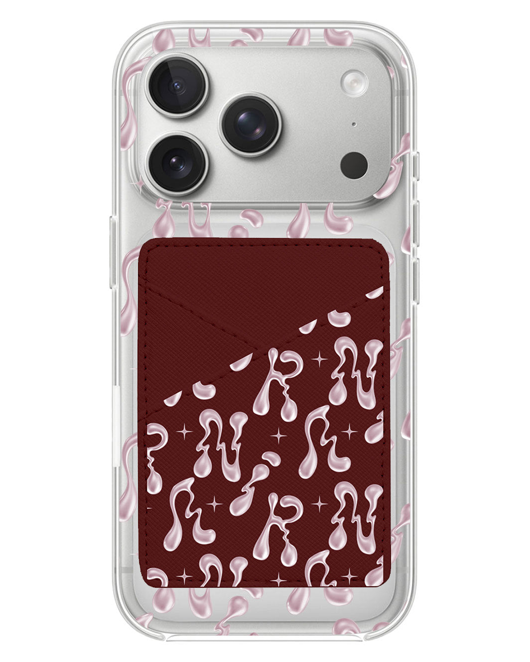 iPhone Phone Wallet Case - Pink Chrome Monogram 2.0
