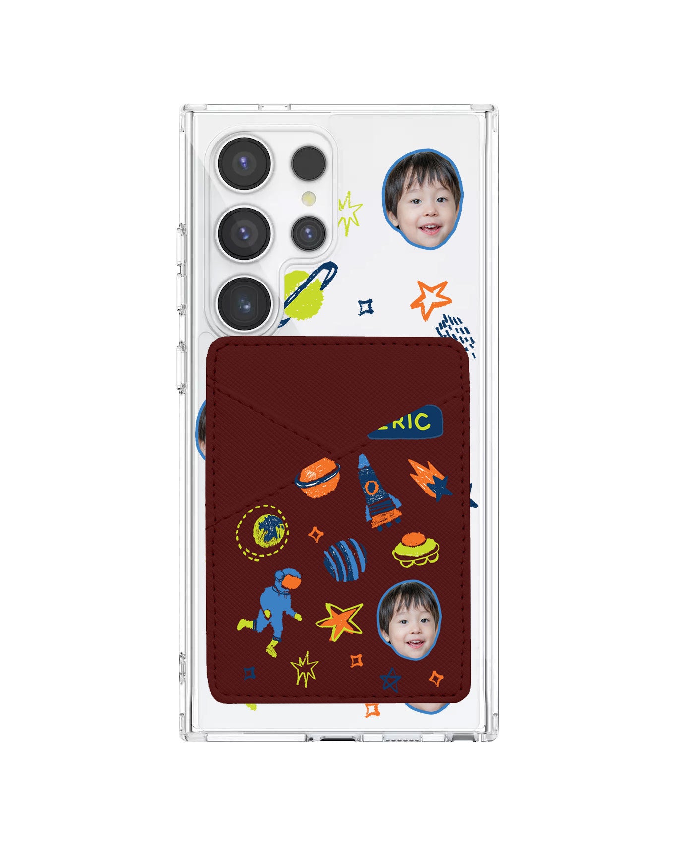 Android Phone Wallet Case - Face Grid Galaxy