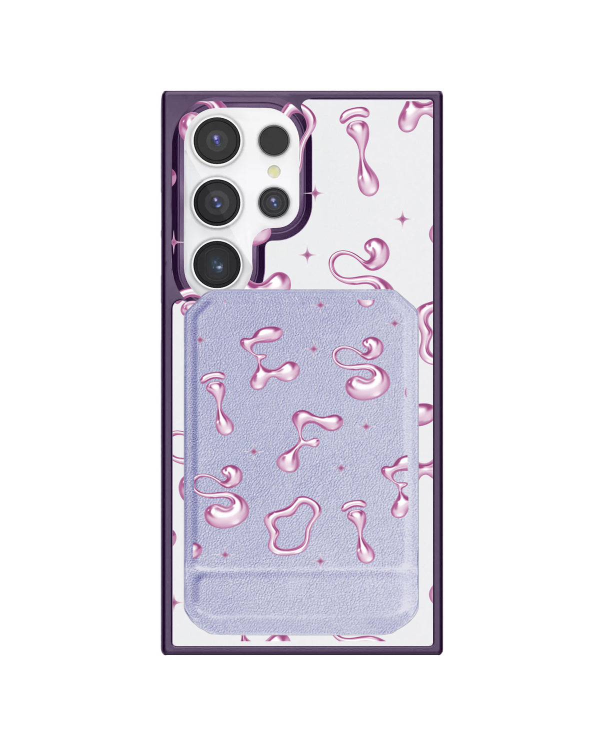 Android Magnetic Multifold Wallet - Pink Chrome Monogram