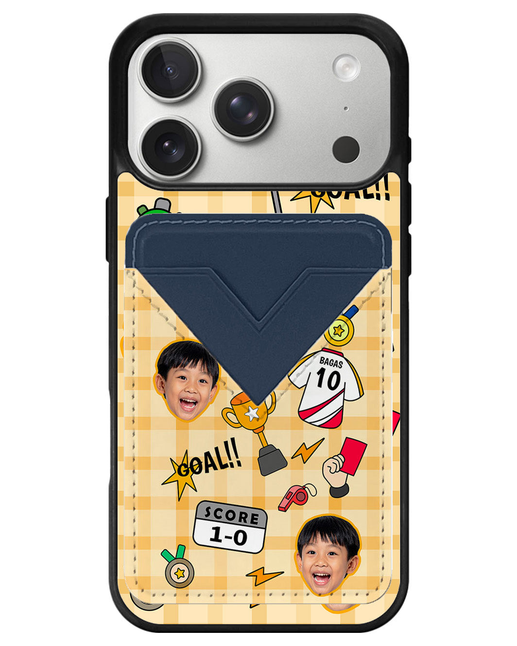 iPhone Avant Wallet Case - Face Grid Soccer