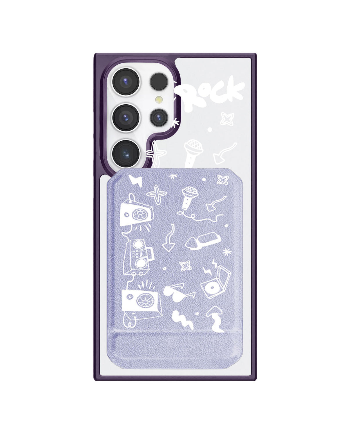 Android Magnetic Multifold Wallet - Rock N Roll White