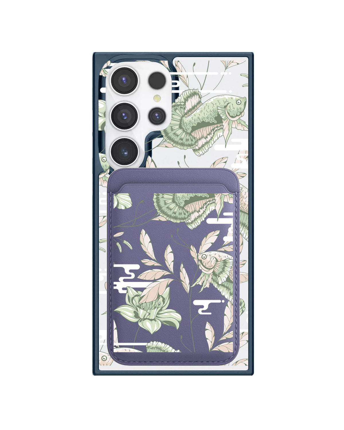 Android Magnetic Wallet Case - Fish & Floral 6.0