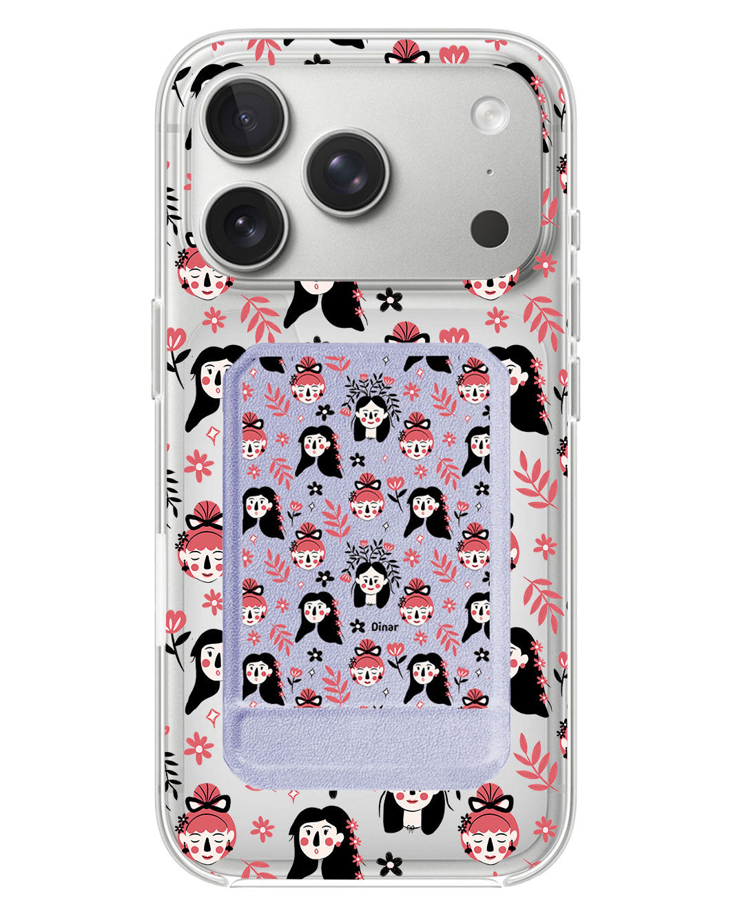 iPhone Magnetic Multifold Wallet - Flowery Faces