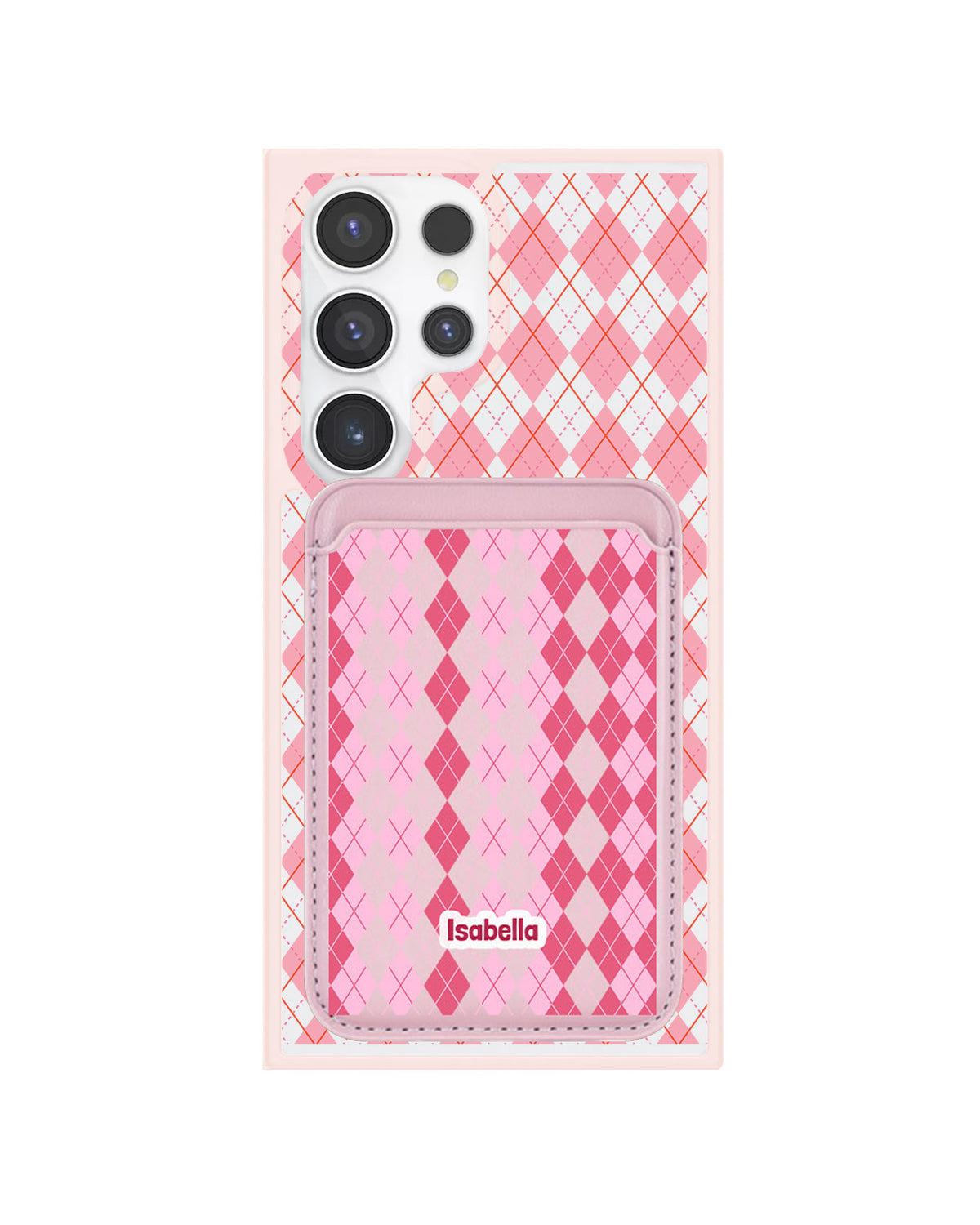 Android Magnetic Wallet Case - Pink Argyle